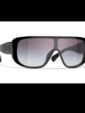 Chanel Shield Sunglasses CH5495 Black CC Logo Oversized Visor - New in box